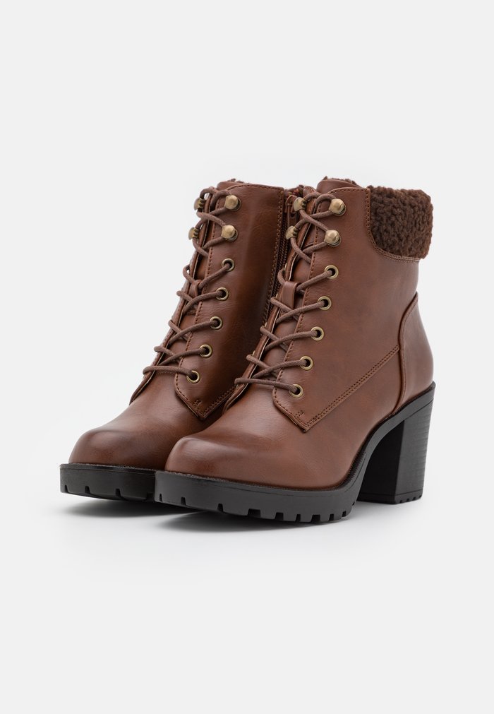 Bottines Anna Field Plateforme Block heel platform Zip UP Marron Femme | FDC-7680457